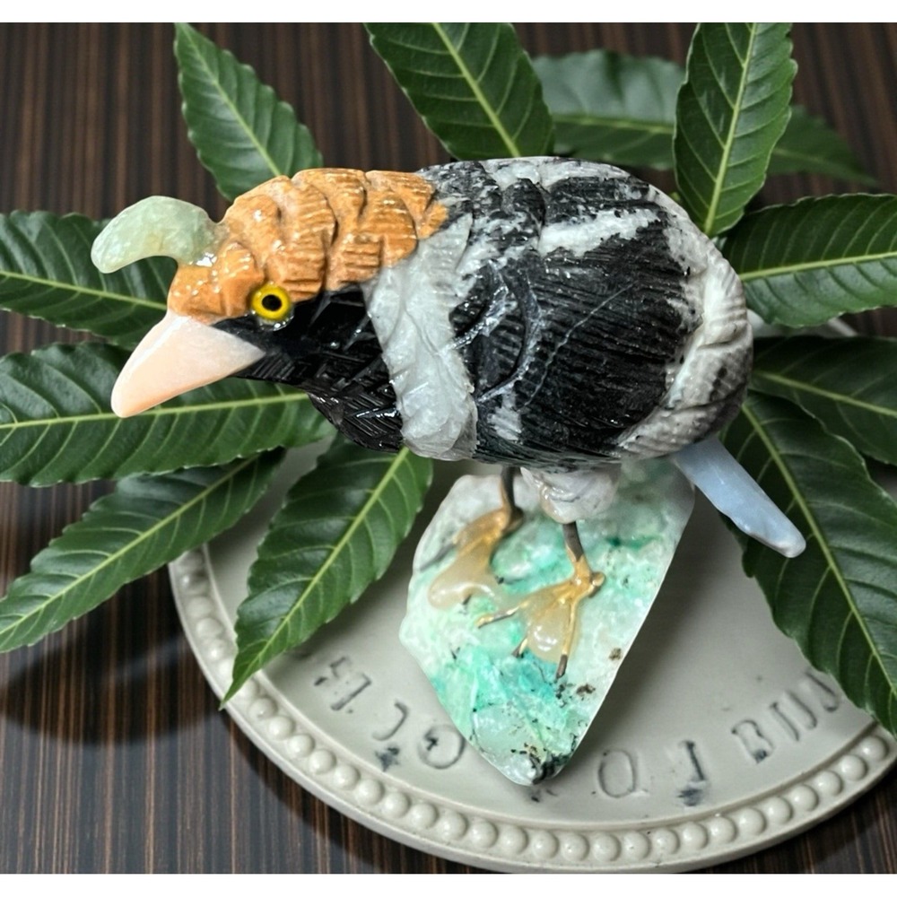 Peruvian Peru Quail Stone Rock Figurine Hand Carved Mineral‎ Art Multicolor